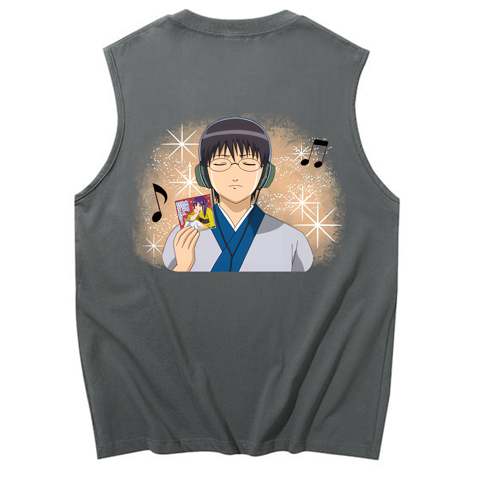 （画像用） ぎんたま 坂田銀時（さかたぎんとき） 神楽 志村新八（しむら しんぱち） GINTAMA Sakata Gintoki Kagura Shimura Shinpachi コットン100％タンクトップ（背面プリント）